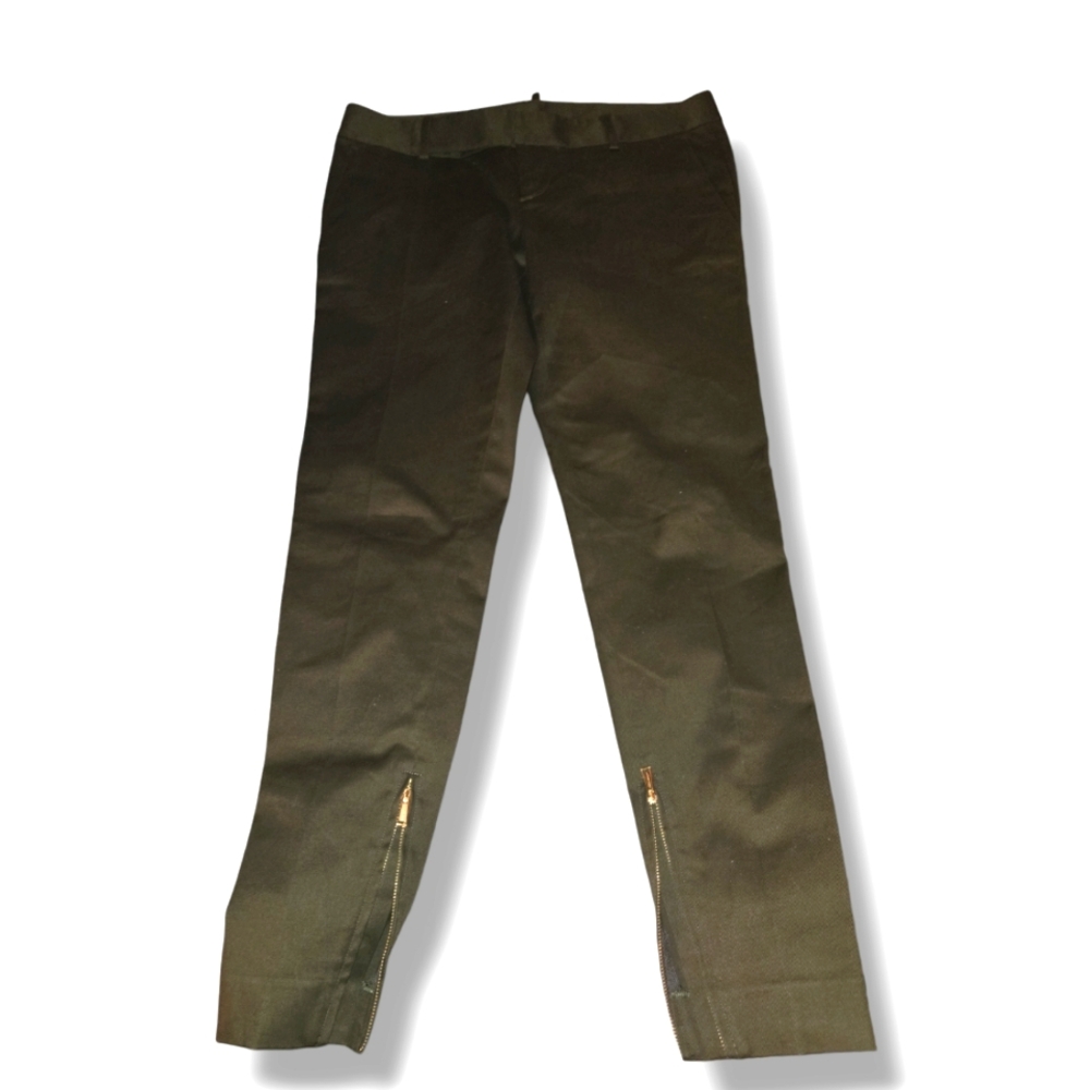 Nwot Dsquared Army Green Pants with gold zipper detail italian 42